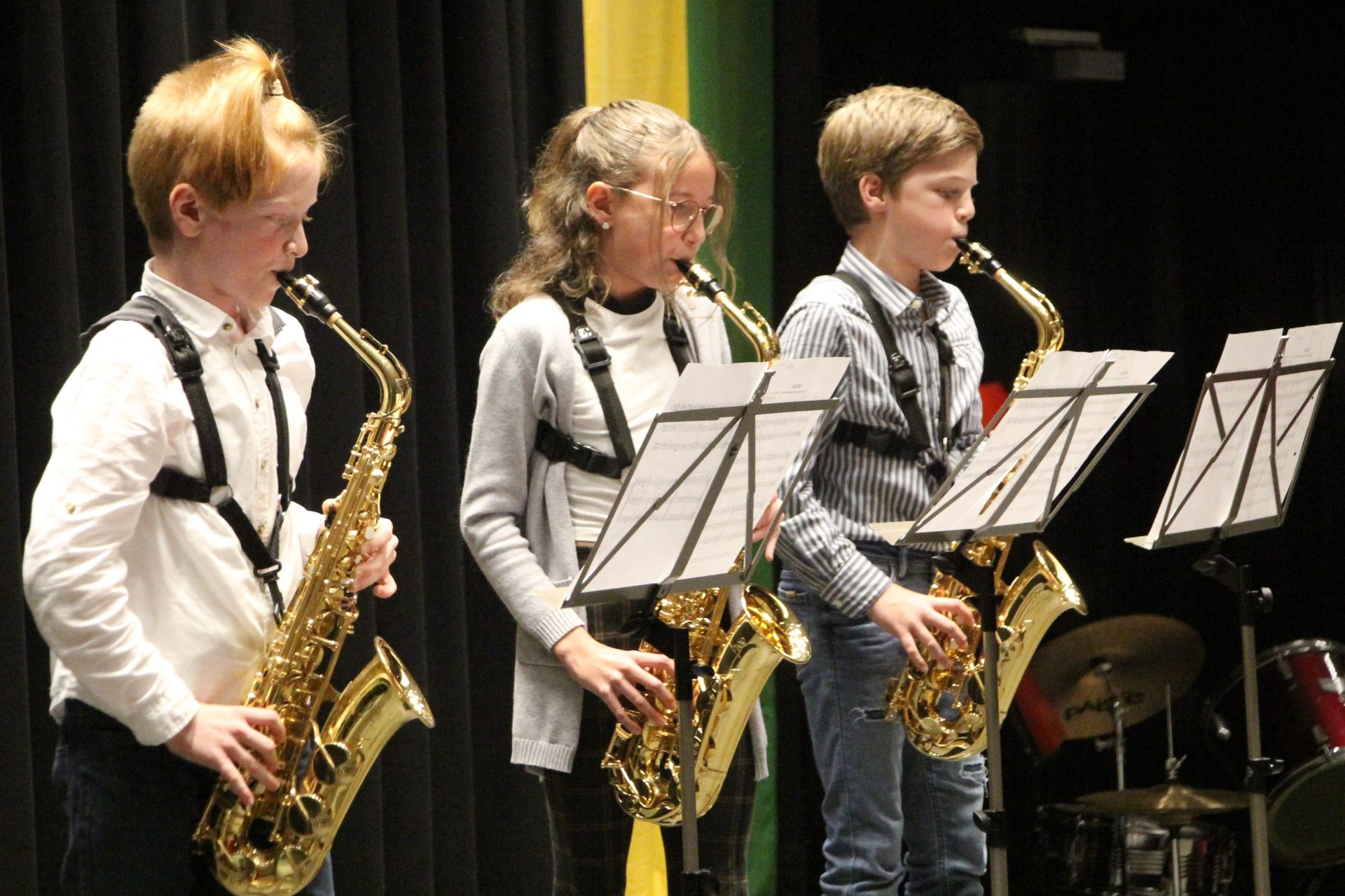 1 Björn Chudowa, Noemi Zoppoth und Marvin Reiter der Saxofonklasse der Musikschule