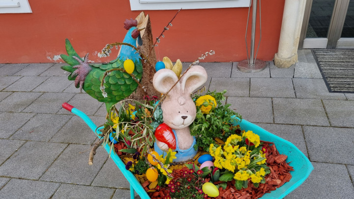 Frühligsgruß vor dem Gemeindeamt