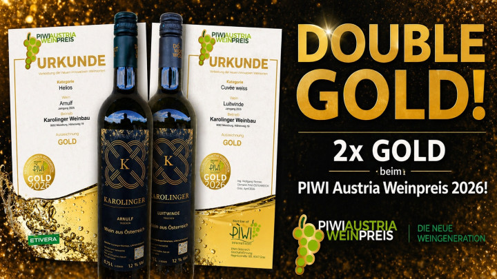 Doppelt Gold für Karolinger Weinbau beim PIWI Austria Weinpreis 2026