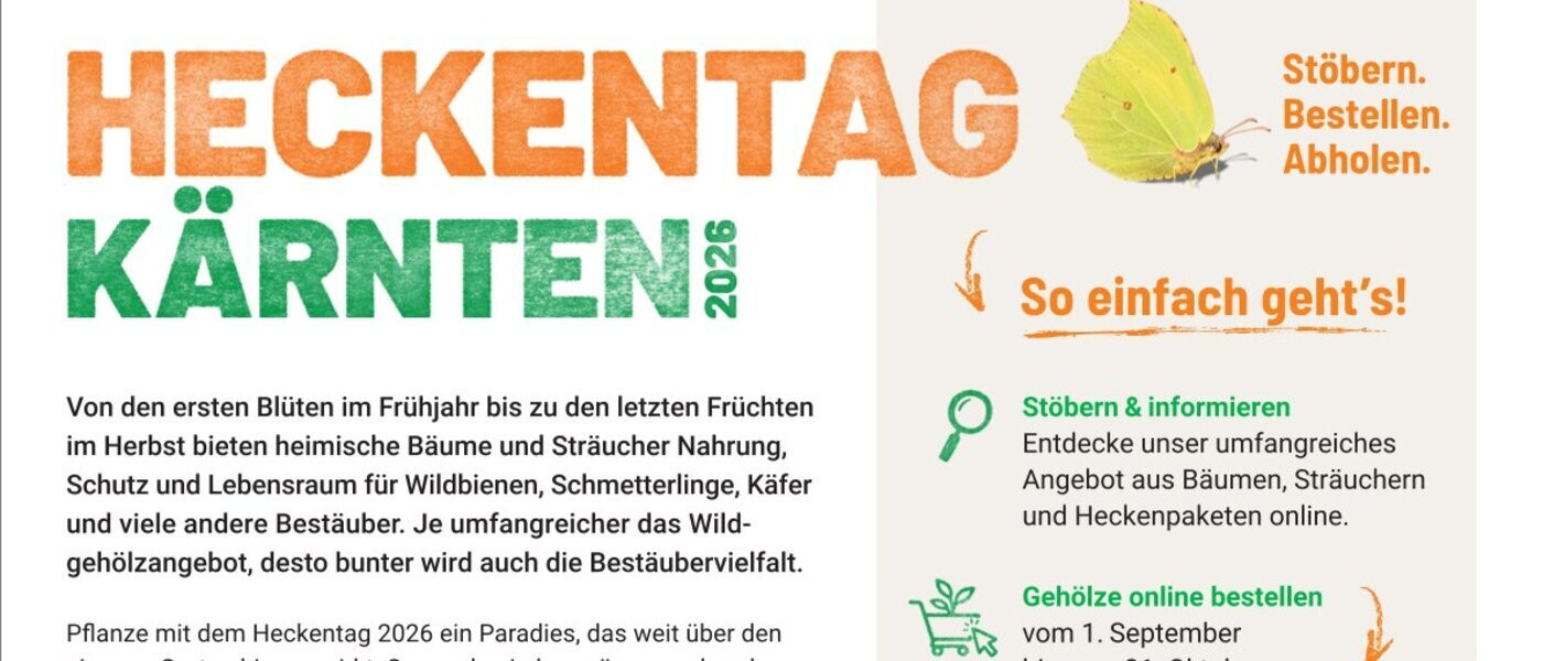 Heckentag Kärnten 14. November 2026