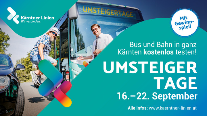 Umsteigertage 2026 - Kostenlos mit Bus und Bahn durch Kärnten